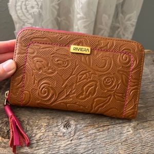 NEW Brown Y2K Inspired Leather Wallet With Rose Detail